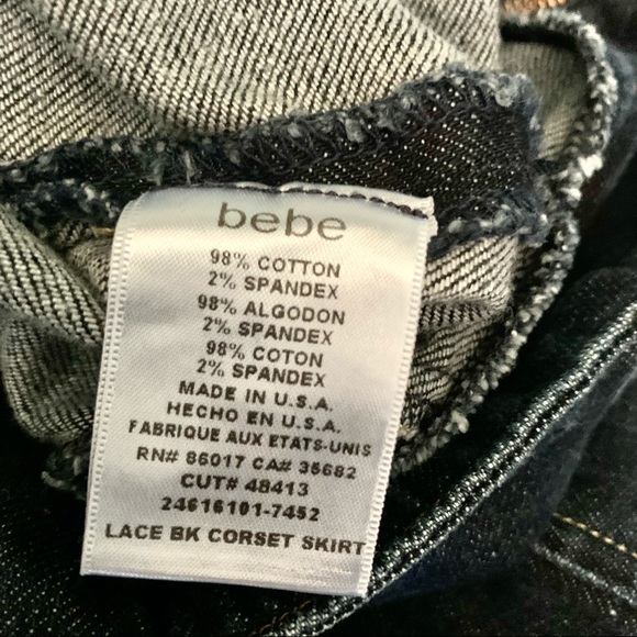 Bebe Denim Lace Back Corset Skirt Size Small - Picture 10 of 16